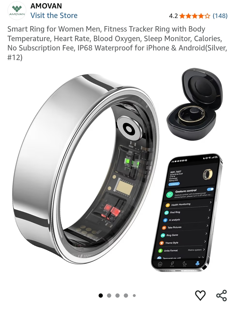 Silver Smart Ring – Health & Activity Tracker